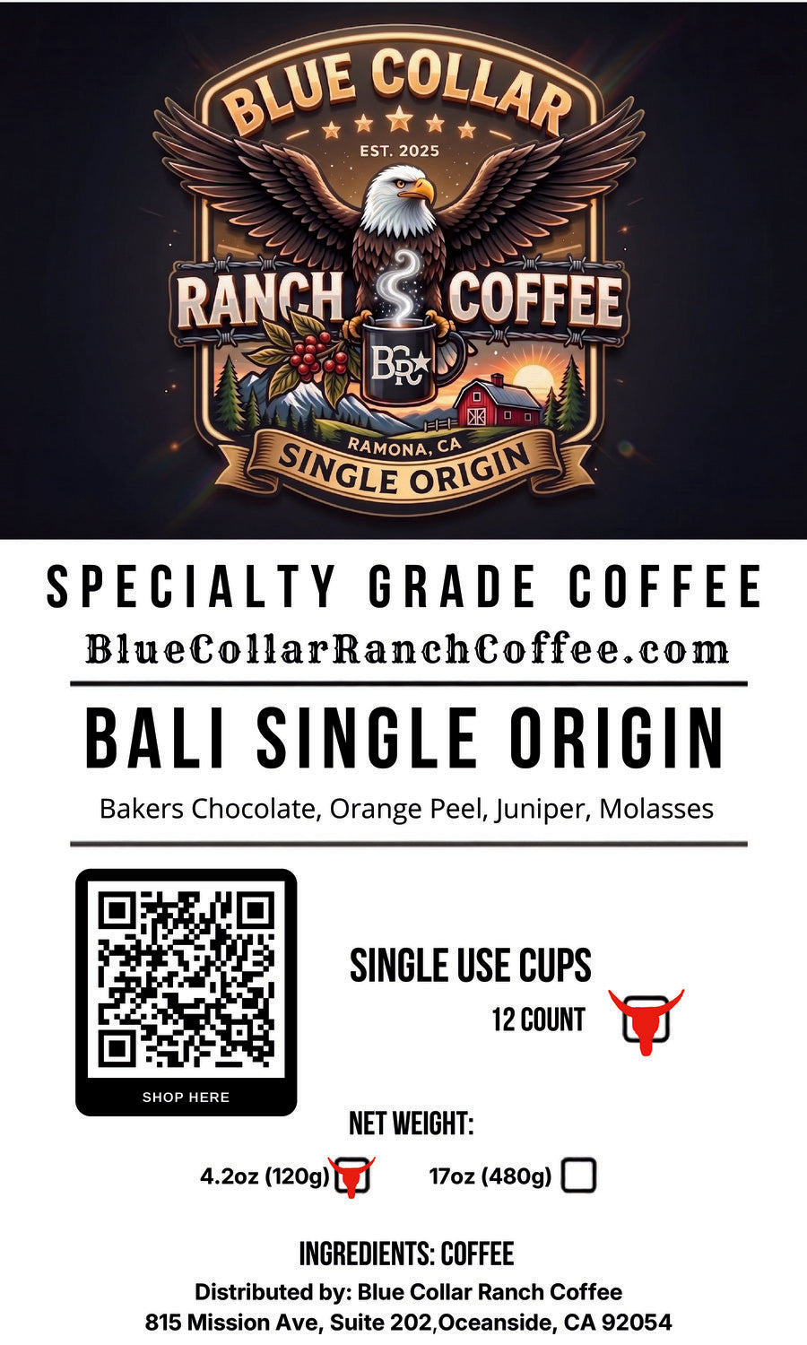 Bali Blue Single Origin (Single Use Cups)