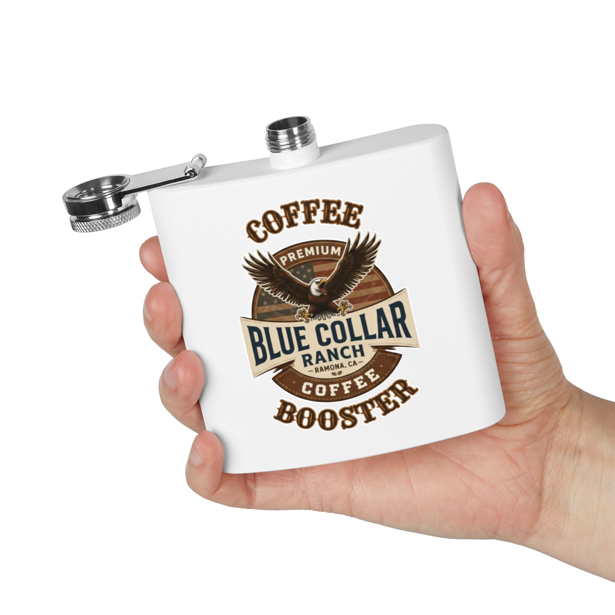 BCR Coffee Stainless Steel Flask, 6oz